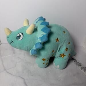 Disney Animal Kingdom Dinosaur Plush Triceratops Blue Dinoland Yellow Star 10"